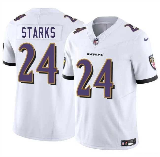 Men & Women & Youth Baltimore Ravens #24 Malaki Starks White 2025 Draft F.U.S.E. Vapor Limited Jersey->baltimore ravens->NFL Jersey